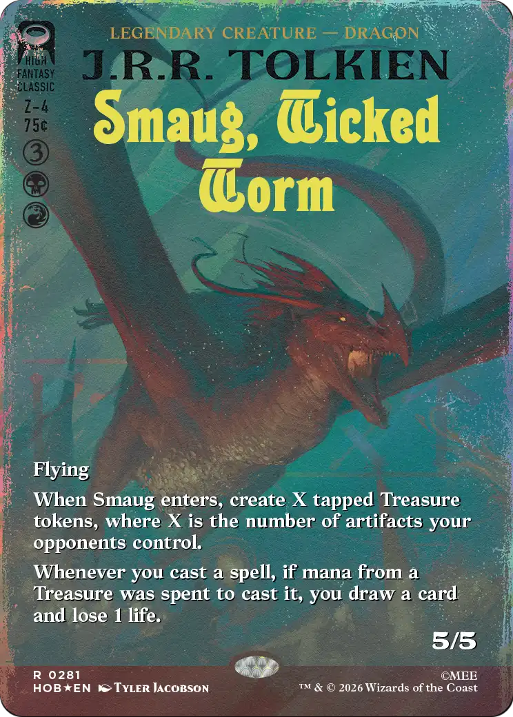 Smaug, Wicked Worm (Borderless) (Surge Foil) [The Hobbit] | Good Games Morley
