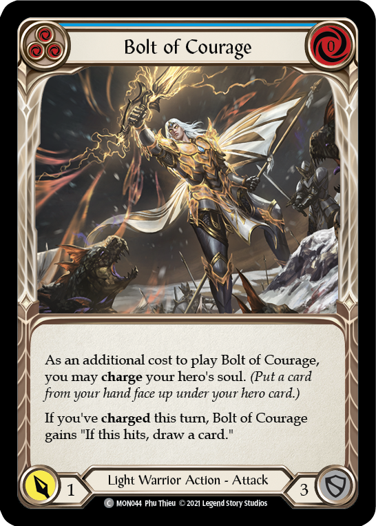 Bolt of Courage (Blue) [MON044-RF] (Monarch)  1st Edition Rainbow Foil | Good Games Morley