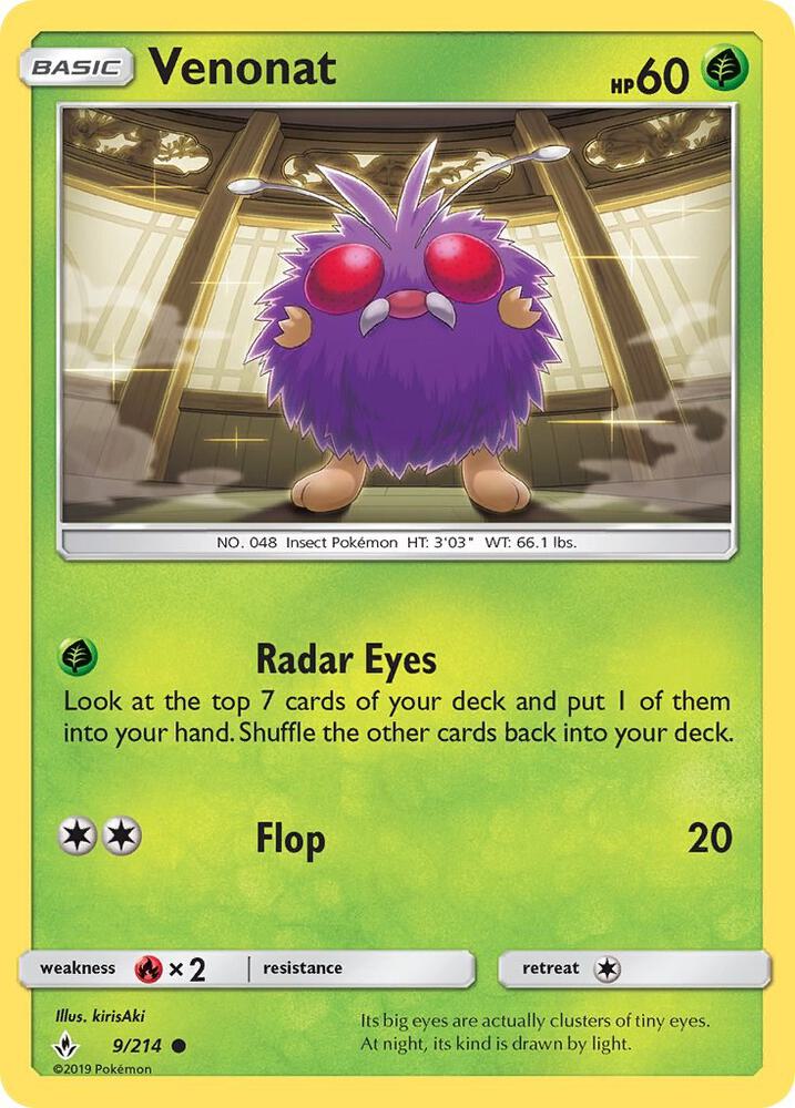 Venonat 9/214 (SM - Unbroken Bonds)  | Good Games Morley