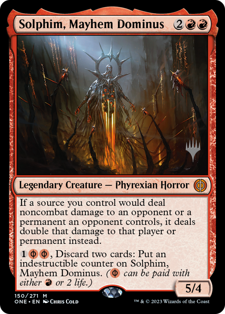 Solphim, Mayhem Dominus (Promo Pack) [Phyrexia: All Will Be One Promos] | Good Games Morley
