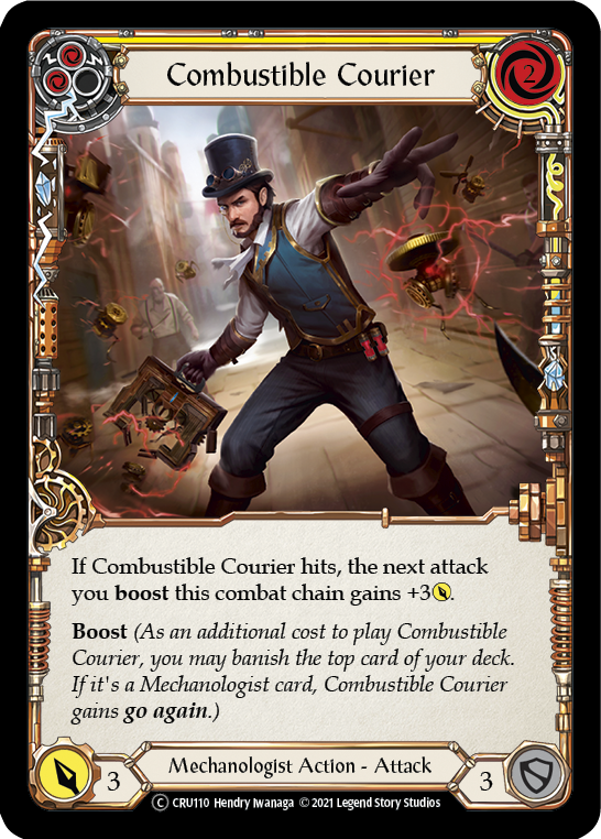 Combustible Courier (Yellow) [U-CRU110] (Crucible of War Unlimited)  Unlimited Rainbow Foil | Good Games Morley