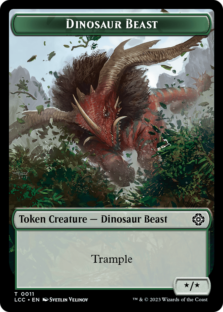 Dinosaur Beast // Dinosaur Double-Sided Token [The Lost Caverns of Ixalan Commander Tokens] | Good Games Morley