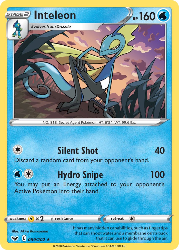 Inteleon (059/202) (Cracked Ice Holo) (Theme Deck Exclusive) [Sword & Shield: Base Set] | Good Games Morley