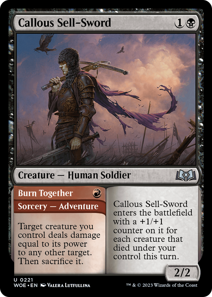 Callous Sell-Sword // Burn Together [Wilds of Eldraine] | Good Games Morley
