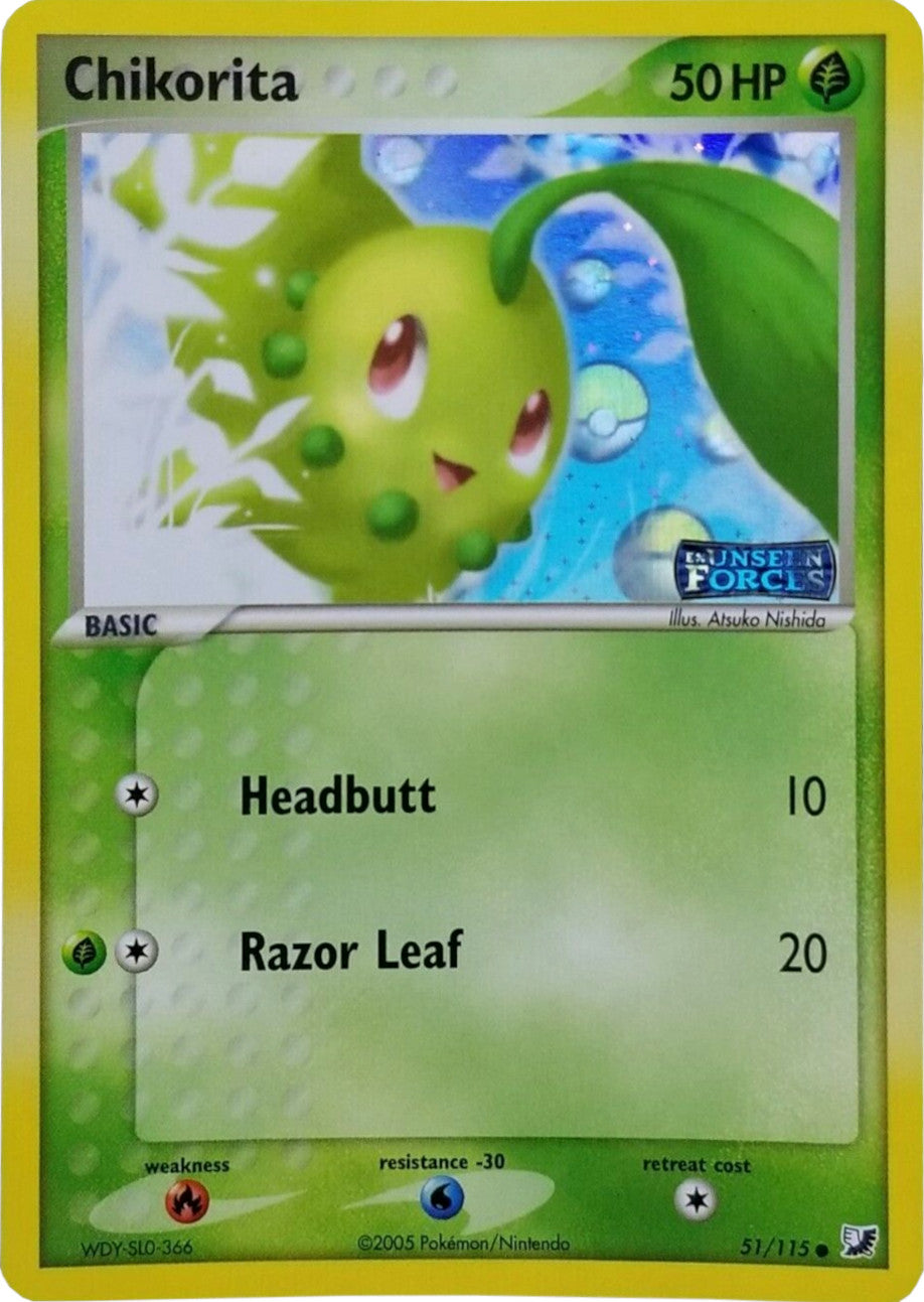 Chikorita (51/115) (Stamped) [EX: Unseen Forces] | Good Games Morley