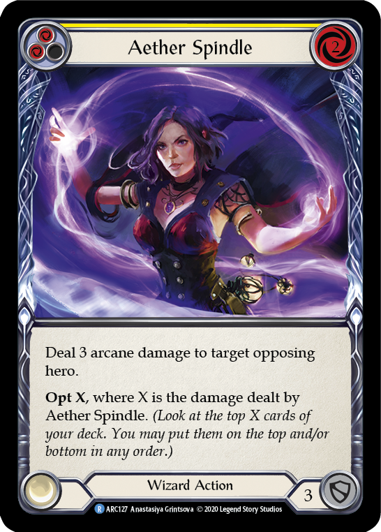 Aether Spindle (Yellow) [U-ARC127] (Arcane Rising Unlimited)  Unlimited Rainbow Foil | Good Games Morley