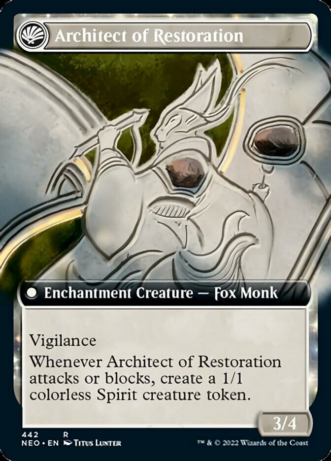 The Restoration of Eiganjo // Architect of Restoration (Extended Art) [Kamigawa: Neon Dynasty] | Good Games Morley