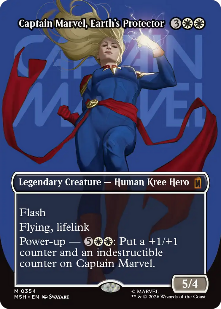 Captain Marvel, Earth's Protector (Borderless) (0354) [Marvel Super Heroes] | Good Games Morley