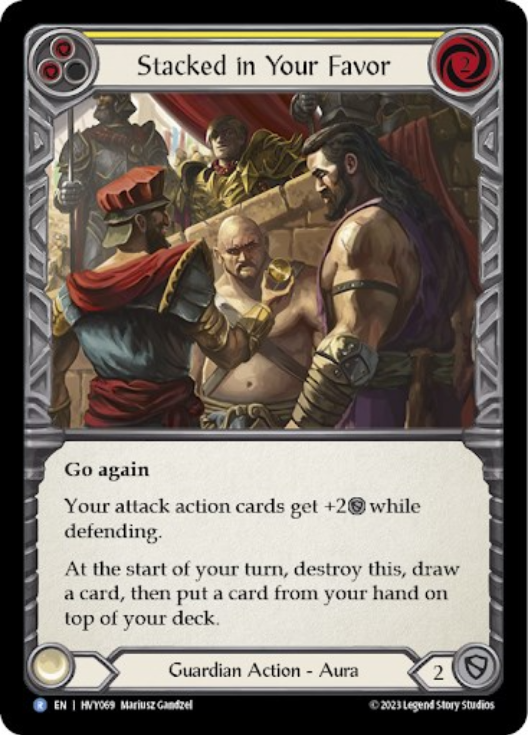 Stacked in Your Favor (Yellow) [HVY069] (Heavy Hitters)  Rainbow Foil | Good Games Morley