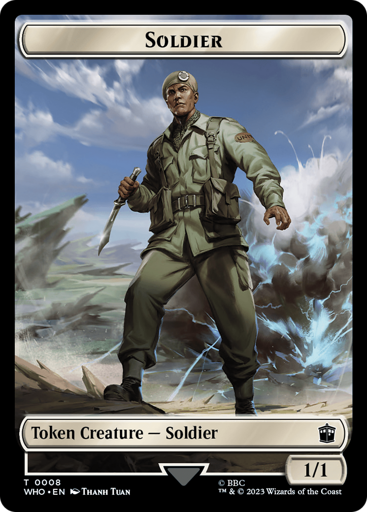 Soldier // Dinosaur Double-Sided Token [Doctor Who Tokens] | Good Games Morley