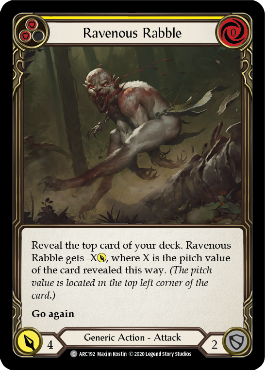 Ravenous Rabble (Yellow) [U-ARC192] (Arcane Rising Unlimited)  Unlimited Normal | Good Games Morley