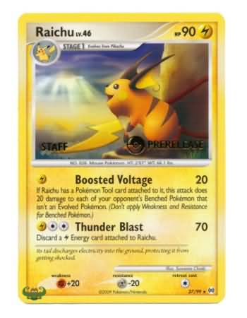 Raichu (27/99) (Staff Prerelease Promo) [Nintendo: Black Star Promos] | Good Games Morley