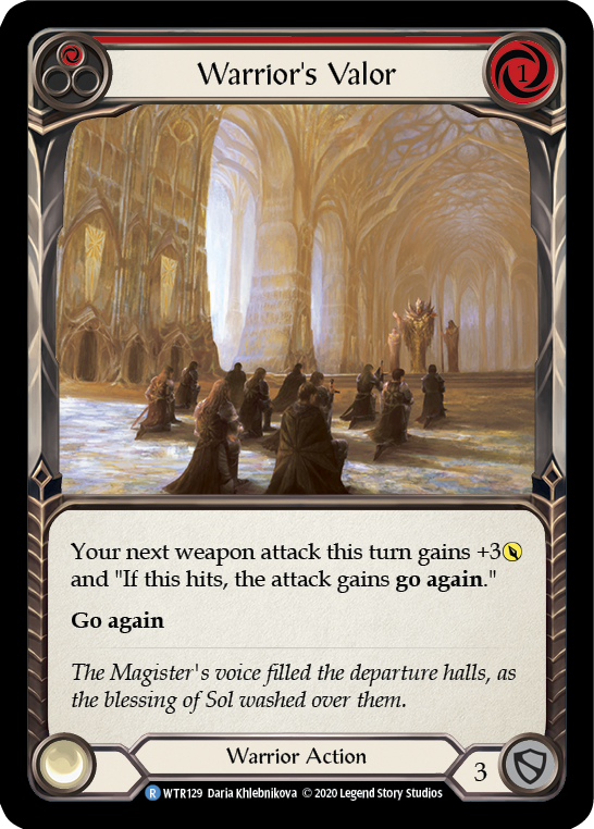 Warrior's Valor (Red) [U-WTR129] (Welcome to Rathe Unlimited)  Unlimited Rainbow Foil | Good Games Morley
