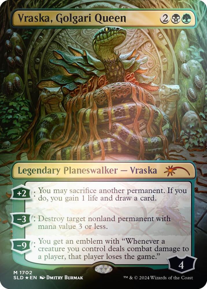Vraska, Golgari Queen 1702 (Secret Lair Drop Series)  - Borderless Rainbow Foil | Good Games Morley