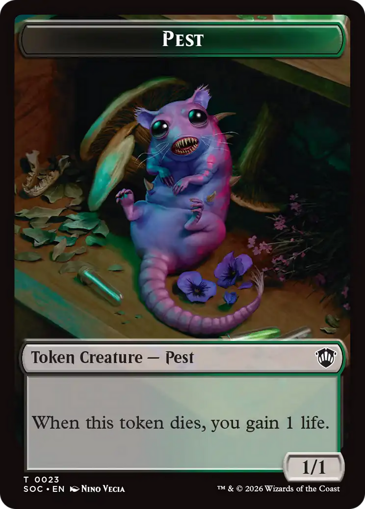 Saproling // Pest (0023) Double-Sided Token [Secrets of Strixhaven Commander Tokens] | Good Games Morley