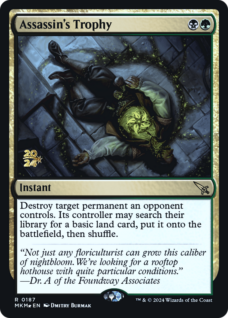 Assassin's Trophy (0187) [Murders at Karlov Manor Prerelease Promos] | Good Games Morley