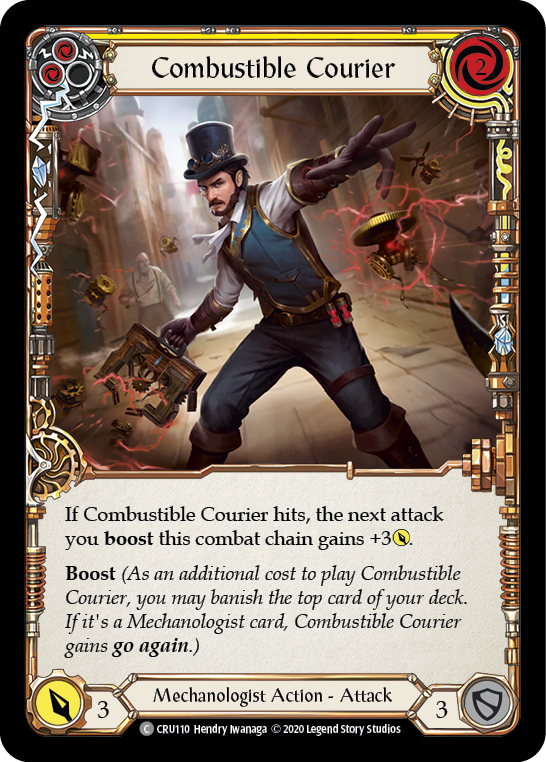 Combustible Courier (Yellow) [CRU110] (Crucible of War)  1st Edition Normal | Good Games Morley