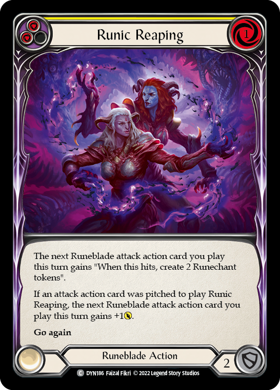 Runic Reaping (Yellow) [DYN186] (Dynasty)  Rainbow Foil | Good Games Morley