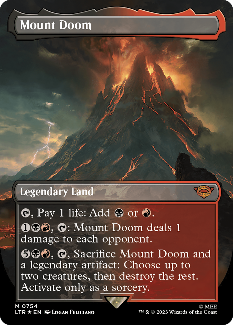 Mount Doom (Borderless) (Surge Foil) [The Lord of the Rings: Tales of Middle-Earth] | Good Games Morley
