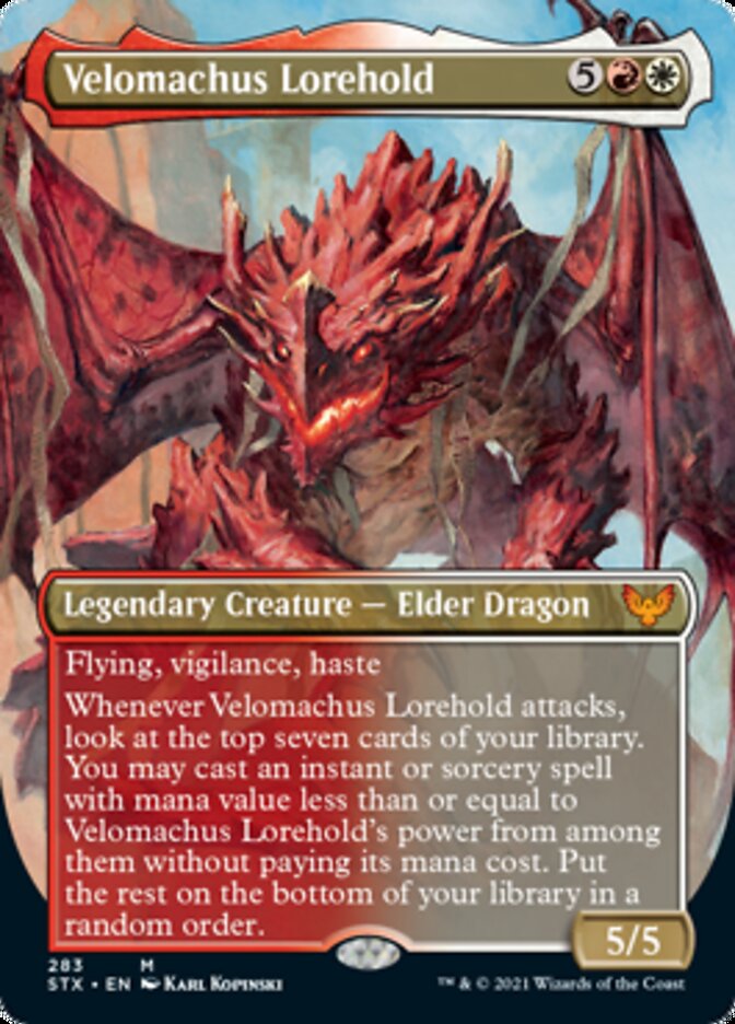 Velomachus Lorehold (Borderless Alternate Art) [Strixhaven: School of Mages] | Good Games Morley