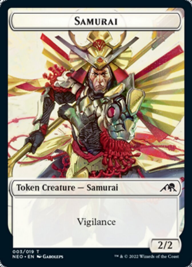 Samurai // Tezzeret, Betrayer of Flesh Emblem Double-Sided Token [Kamigawa: Neon Dynasty Tokens] | Good Games Morley