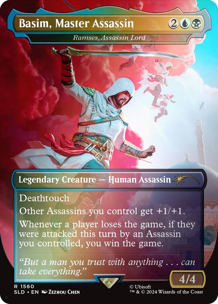 Basim, Master Assassin // Ramses, Assassin Lord 1560 (Secret Lair Drop Series)  - Borderless Rainbow Foil | Good Games Morley