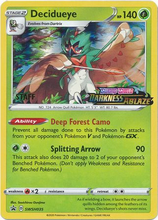 Decidueye (SWSH035) (Staff Prerelease Promo) [Sword & Shield: Black Star Promos] | Good Games Morley