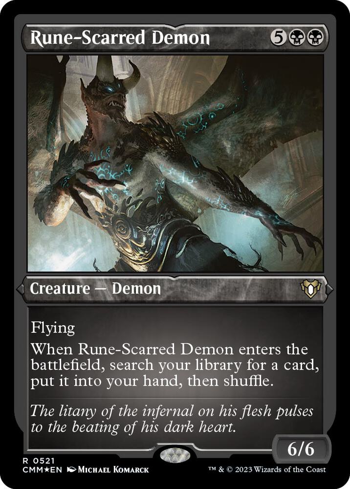 Rune-Scarred Demon 521/451 (Commander Masters)  - Etched Foil | Good Games Morley