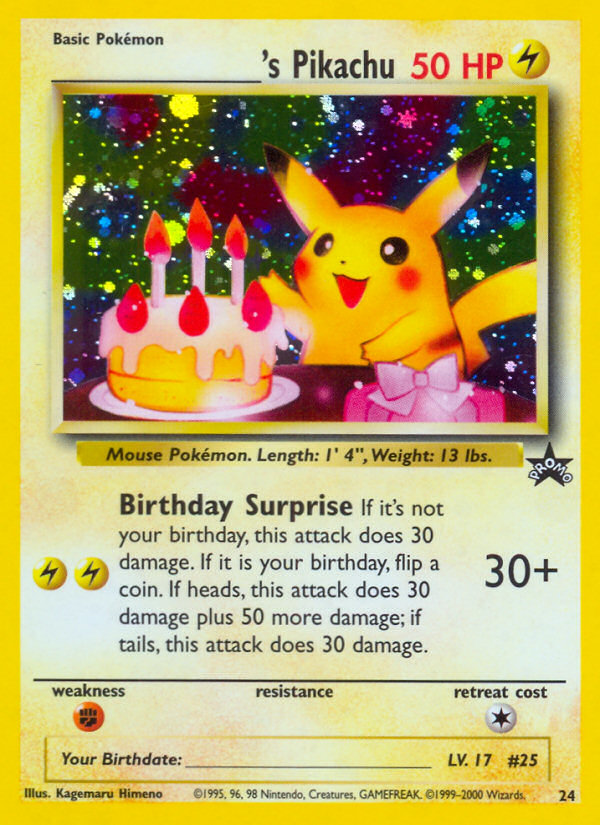 _____'s Pikachu (24) (Birthday Pikachu) [Wizards of the Coast: Black Star Promos] | Good Games Morley