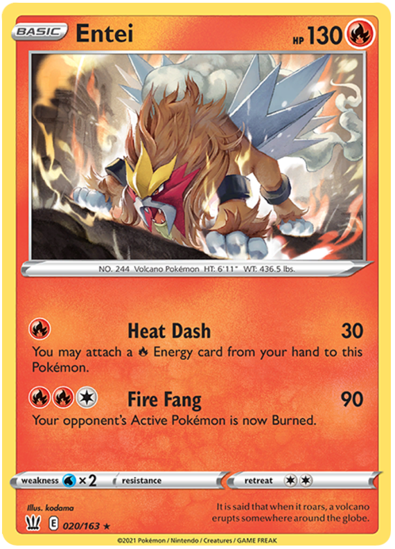 Entei (020/163) [Sword & Shield: Battle Styles] | Good Games Morley