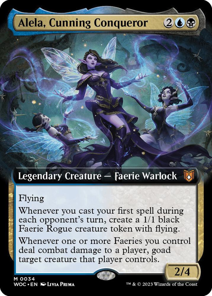 Alela, Cunning Conqueror 34/173 (Commander: Wilds of Eldraine)  - Extended Art Foil | Good Games Morley