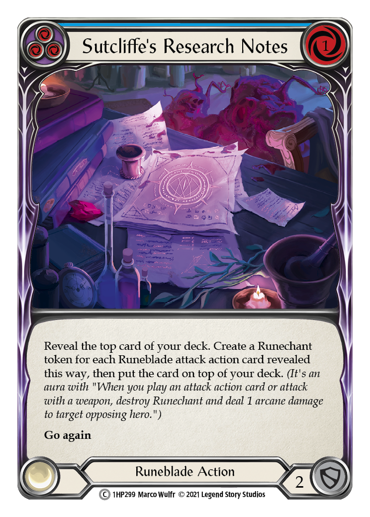 Sutcliffe's Research Notes (Blue) [1HP299] (History Pack 1) | Good Games Morley