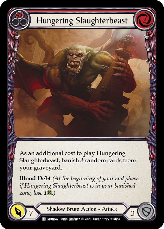 Hungering Slaughterbeast (Red) [MON147-RF] (Monarch)  1st Edition Rainbow Foil | Good Games Morley