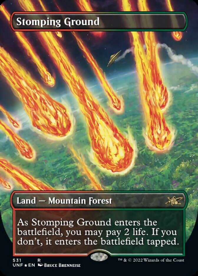 Stomping Ground (Borderless) (Galaxy Foil) [Unfinity] | Good Games Morley