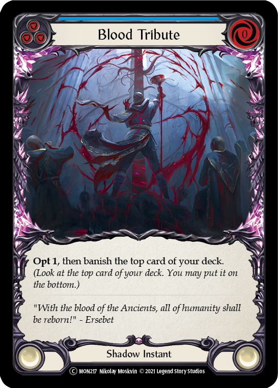 Blood Tribute (Blue) [U-MON217-RF] (Monarch Unlimited)  Unlimited Rainbow Foil | Good Games Morley