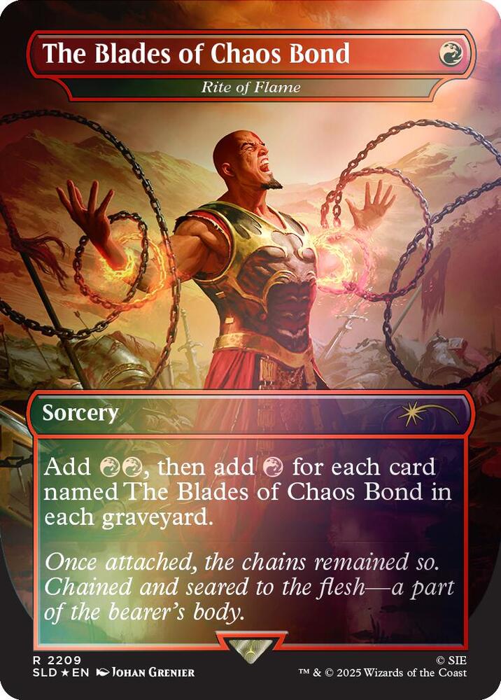 The Blades of Chaos Bond // Rite of Flame 2209 (Secret Lair Drop Series)  - Borderless Rainbow Foil | Good Games Morley