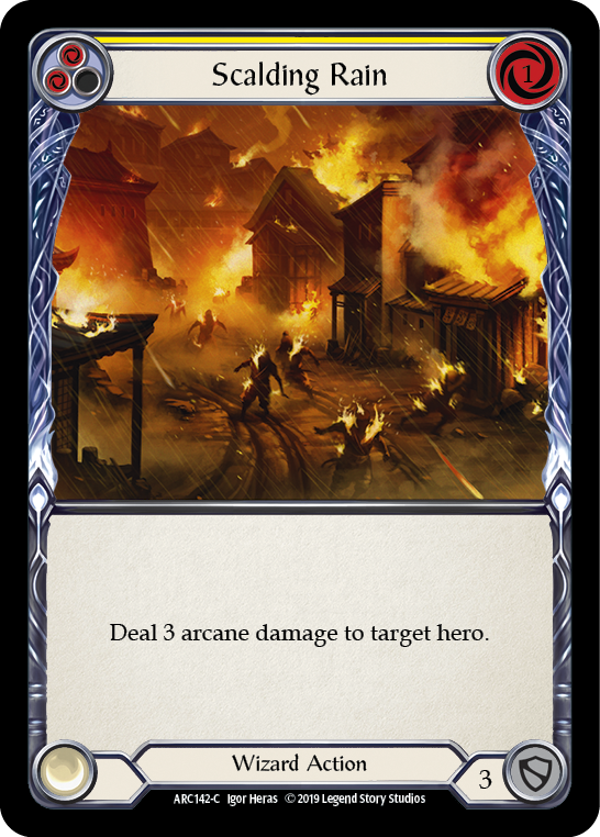Scalding Rain (Yellow) [ARC142-C] (Arcane Rising)  1st Edition Rainbow Foil | Good Games Morley