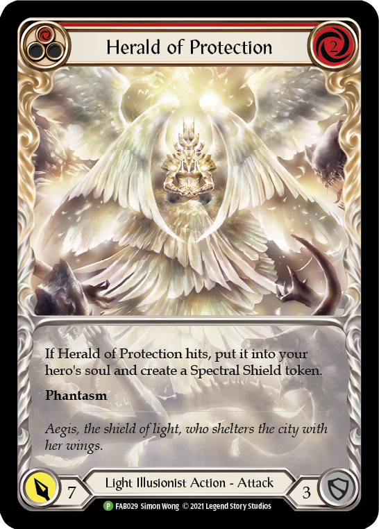 Herald of Protection (Red Extended Art) [FAB029] (Promo)  Rainbow Foil | Good Games Morley