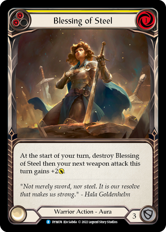Blessing of Steel (Yellow) [DYN074] (Dynasty)  Rainbow Foil | Good Games Morley