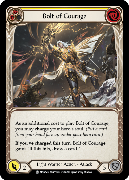 Bolt of Courage (Yellow) [MON043-RF] (Monarch)  1st Edition Rainbow Foil | Good Games Morley