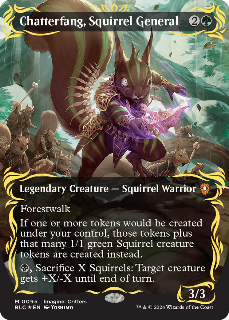 Chatterfang, Squirrel General (Borderless) (Raised Foil) [Bloomburrow Commander] | Good Games Morley