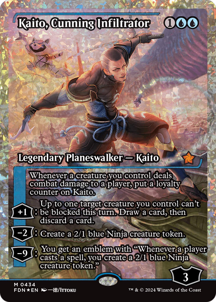 Kaito, Cunning Infiltrator (Showcase) (Frature Foil) [Foundations] | Good Games Morley
