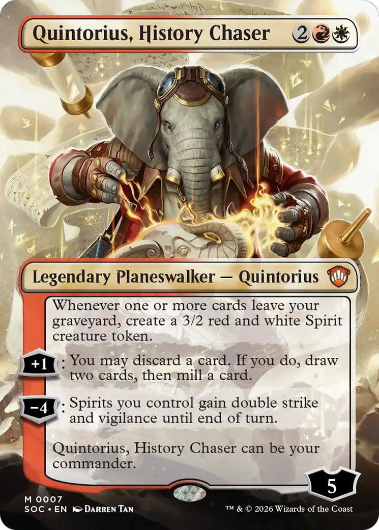 Quintorius, History Chaser (Borderless) [Secrets of Strixhaven Commander] | Good Games Morley