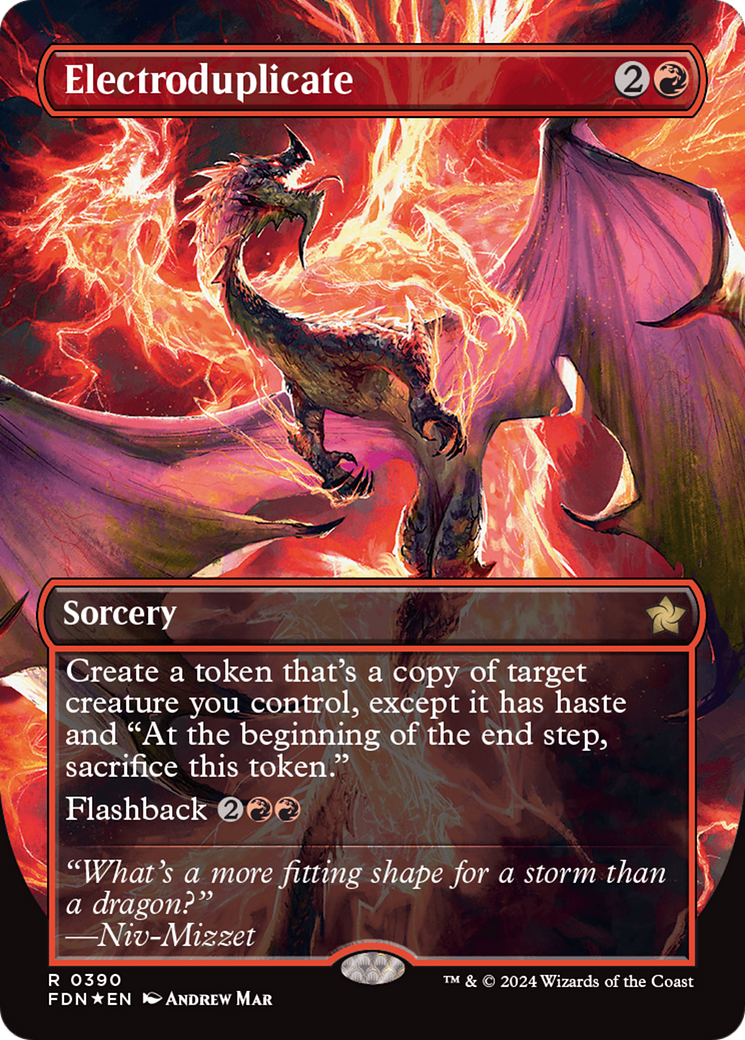 Electroduplicate (Borderless) (Mana Foil) [Foundations] | Good Games Morley