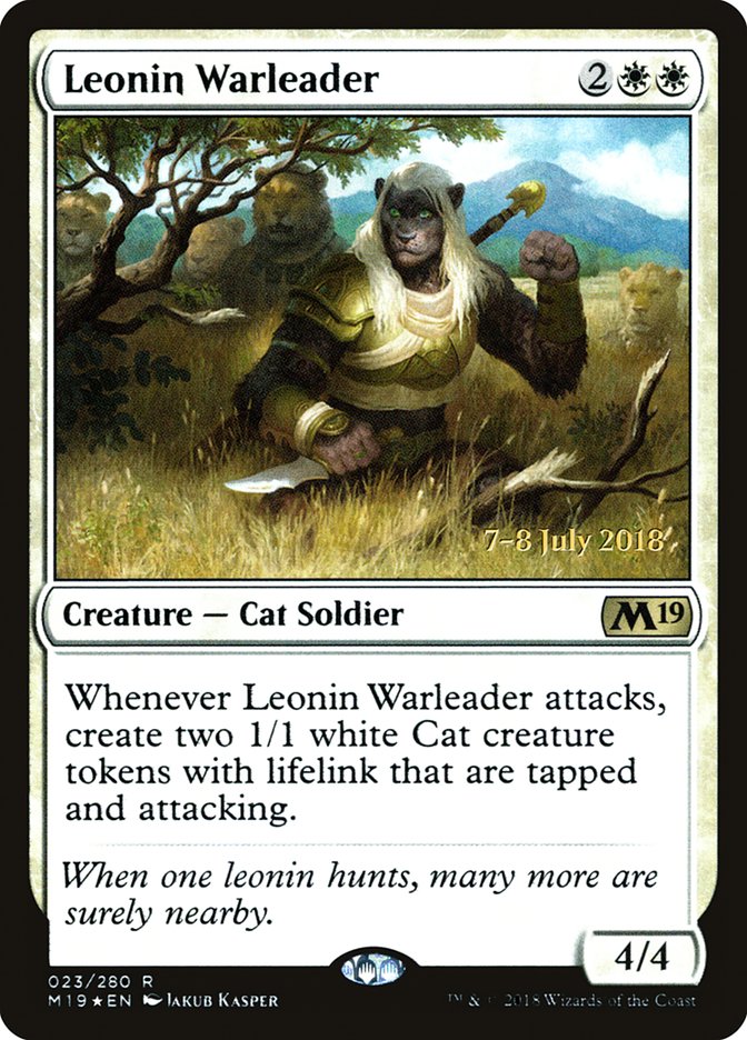 Leonin Warleader [Core Set 2019 Prerelease Promos] | Good Games Morley
