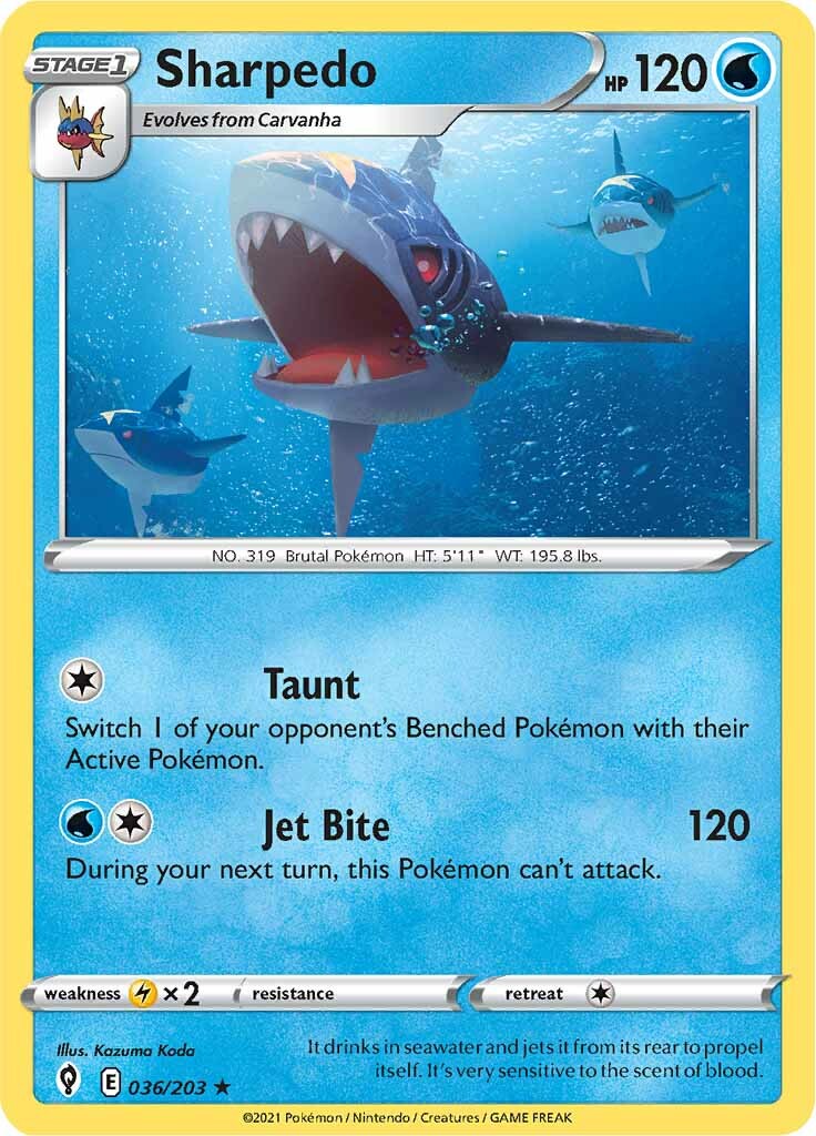 Sharpedo (036/203) [Sword & Shield: Evolving Skies] | Good Games Morley