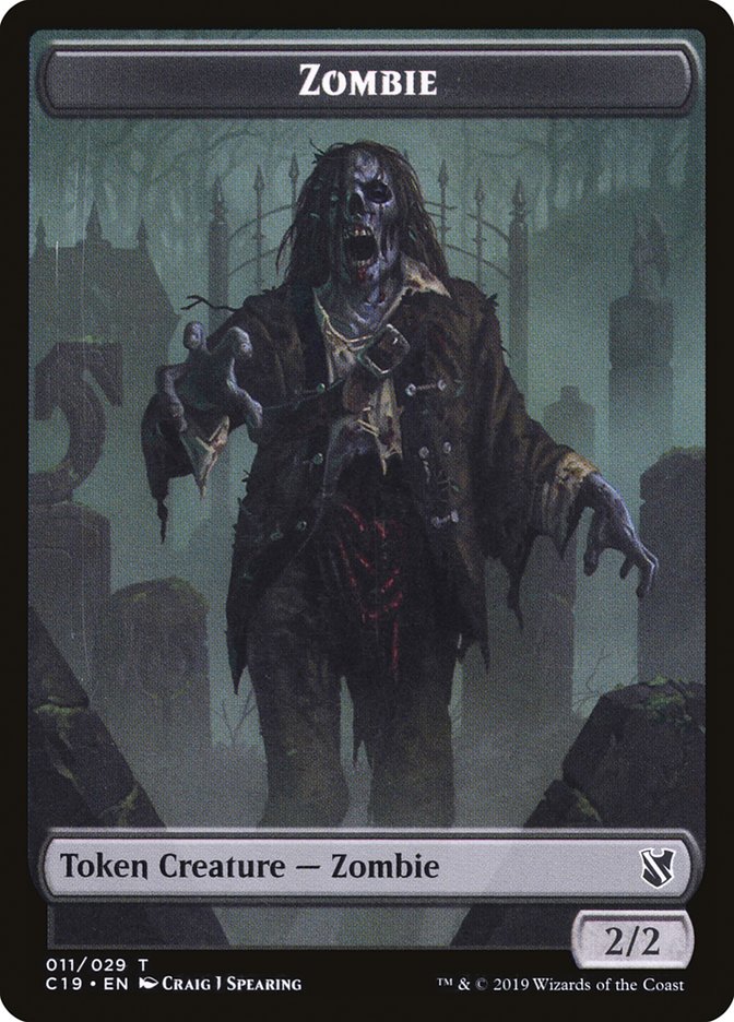 Zombie (010) // Zombie (011) Double-Sided Token [Commander 2019 Tokens] | Good Games Morley