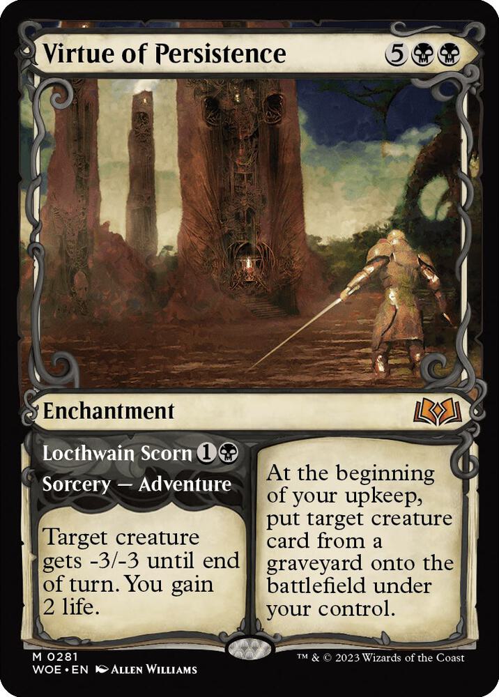 Virtue of Persistence // Locthwain Scorn 281 (Wilds of Eldraine)  - Showcase | Good Games Morley