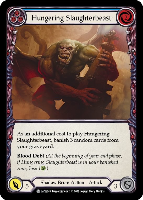 Hungering Slaughterbeast (Blue) [MON149-RF] (Monarch)  1st Edition Rainbow Foil | Good Games Morley