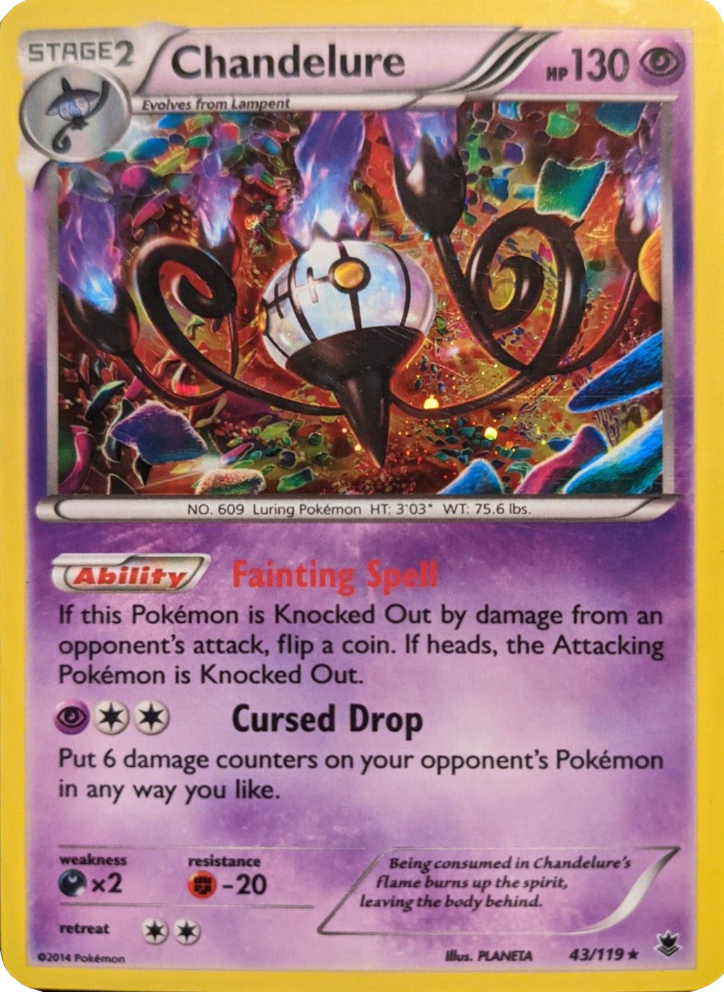Chandelure (43/119) (Cosmos Holo) [XY: Phantom Forces] | Good Games Morley